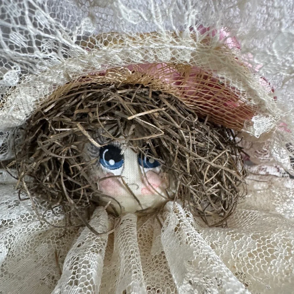 Simpton Judy Craycraft Art Doll Straw Hair Lace full circle Dress Bonnet Not Tit